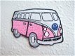VW bus strijkapplicatie ~ 6,5 cm ~ Roze - 0 - Thumbnail