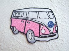 VW bus strijkapplicatie ~ 6,5 cm ~ Roze