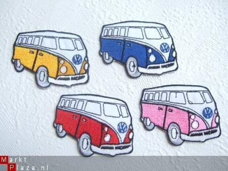 VW bus strijkapplicatie ~ 6,5 cm ~ Roze - 2