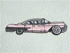 Amerikaanse auto, strijkapplicatie ~ 11 cm ~ Roze
