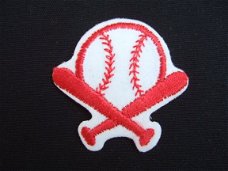 Baseball strijkapplicatie ~ 5 cm ~ Rood