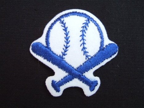 Baseball strijkapplicatie ~ 5 cm ~ Blauw - 0