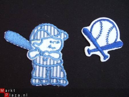 Baseball strijkapplicatie ~ 5 cm ~ Blauw - 3