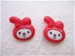 My Melody ~ Hello Kitty konijnen knoopje ~ 19 mm ~ Rood - 0 - Thumbnail