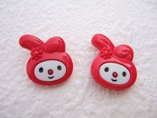 My Melody ~ Hello Kitty konijnen knoopje ~ 19 mm ~ Rood