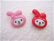 My Melody ~ Hello Kitty konijnen knoopje ~ 19 mm ~ Rood - 3 - Thumbnail