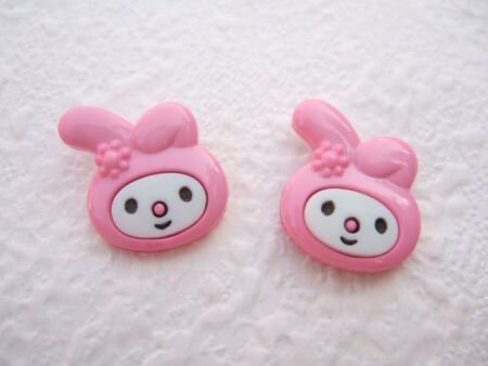 My Melody ~ Hello Kitty konijnen knoopje ~ 19 mm ~ Roze - 0