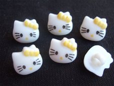 Lief "Hello Kitty" knoopje met strik ~ 14 mm ~ Geel
