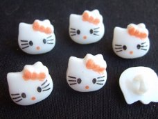 Lief "Hello Kitty" knoopje met strik ~ 14 mm ~ Oranje