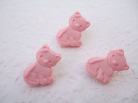 Schattig katten knoopje ~ 15 mm ~ Roze - 0