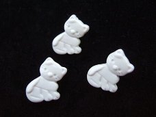 Schattig katten knoopje ~ 15 mm ~ Wit