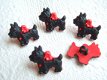 Mooie Schotse Terriër honden knoop ~ 17 mm ~ Zwart / rood - 0 - Thumbnail