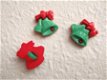 Kerstklok met strikje knoopje ~ 16 mm ~ Rood / groen - 2 - Thumbnail