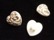 Prachtige ivoor hartjes knoop met goud ~ 18 mm - 2 - Thumbnail