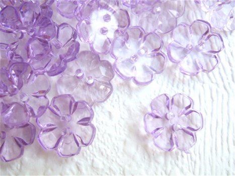 Doorzichtig bloemen knoopje ~ 15 mm ~ Lila paars - 0