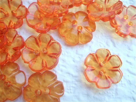 Doorzichtig bloemen knoopje ~ 15 mm ~ Oranje - 0