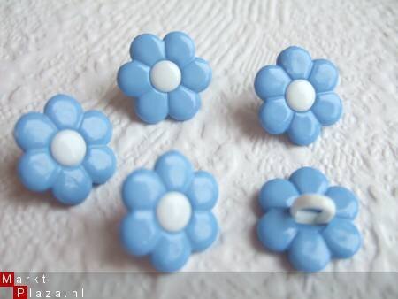 Bloemen knoopje ~ 14 mm ~ Blauw - 2