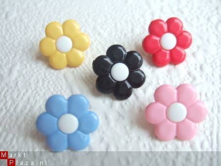 Bloemen knoopje ~ 14 mm ~ Blauw - 3