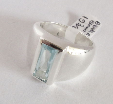 NIEUW Brede zilveren RING li-blauw zirkonia INCLUSIEF VERZENDEN. - Afbeelding 4