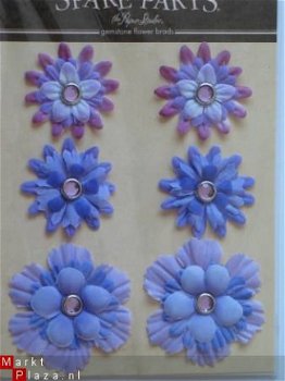 OPRUIMING: spare-parts gemstone flower brads purple - 1