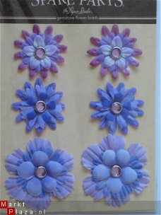 OPRUIMING: spare-parts gemstone flower brads purple
