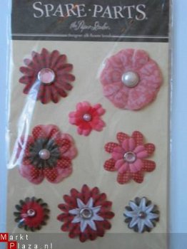 spare-parts silk flower brads red - 1