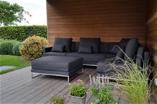 Loungeset lounche set terras tuin zwart wicker nieuw.