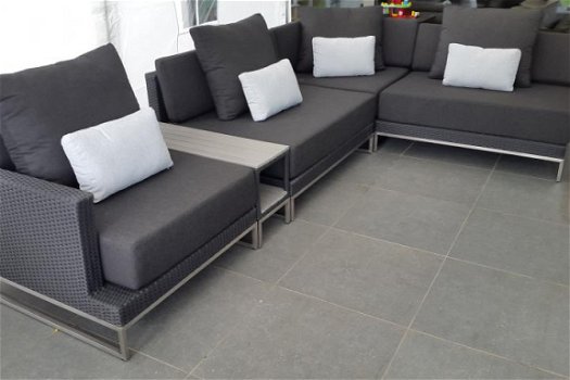 Loungeset lounche set terras tuin zwart wicker nieuw. - 1