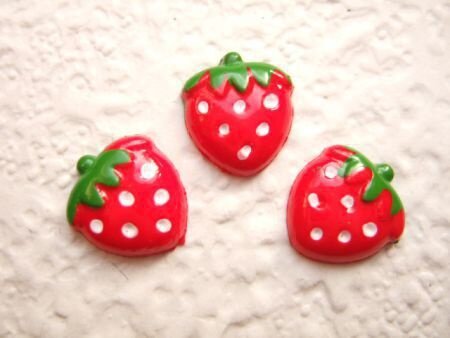 Mini aardbeien flatback ~ 10 mm ~ Rood - 0