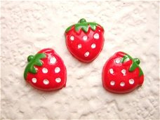 Mini aardbeien flatback ~ 10 mm ~ Rood
