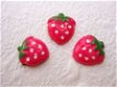 Mini aardbeien flatback ~ 10 mm ~ Fuchsia roze - 0 - Thumbnail