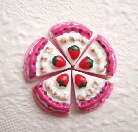 LAATSTE!!! Feestelijke roze taartjes flatback ~ 16 mm - Afbeelding 2