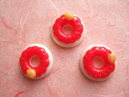 Heerlijke donut flatback ~ 16 mm ~ Rood - nr. 1