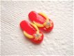 2 Zomerse bling strand slippers flatback ~ 2,5 cm ~ Rood - 0 - Thumbnail