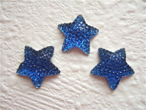 Glinsterende sterretjes flatback ~ 16 mm ~ Blauw - 0