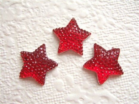 Glinsterende sterretjes flatback ~ 16 mm ~ Rood - 0