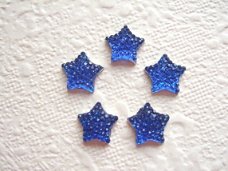 Kleine glinsterende sterretjes flatback ~ 11 mm ~ Blauw