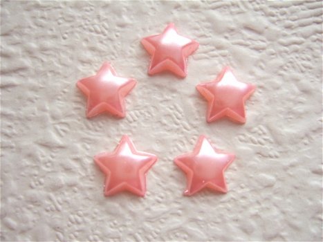 Kleine parelmoer sterretjes flatback ~ 10 mm ~ Zalm roze - 0