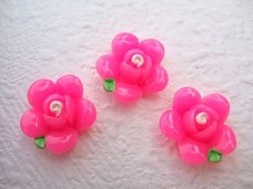 Leuke roosjes flatback ~ 17 mm ~ Fuchsia roze