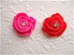 Grote roosjes flatback met strass ~ 2 cm ~ Fuchsia roze - 2 - Thumbnail