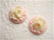 Brocante bloem medaillon flatback ~ 17 mm ~ Roze / crème - 0 - Thumbnail