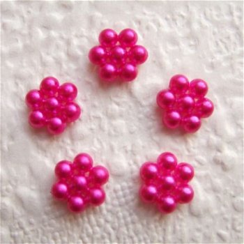 Klein parel bloemetje ~ 8 mm ~ Fuchsia roze - 0