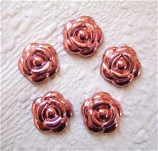 Glanzende bloemen flatback ~ 13 mm ~ Roze