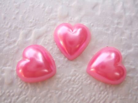 Parelmoer hartjes flatback ~ 12 mm ~ Roze - 0