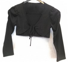 NIEUW zwarte effen bolero met gerimpelde mouw mt 110/116