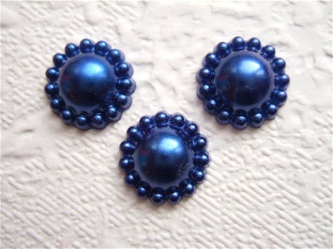 Ronde parelmoer flatback ~ 12 mm ~ Marine blauw - 0