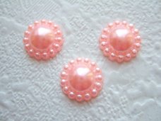 Ronde parelmoer flatback ~ 12 mm ~ Zalm roze