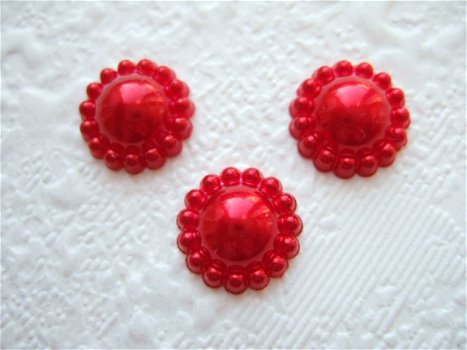 Ronde parelmoer flatback ~ 12 mm ~ Rood - 0