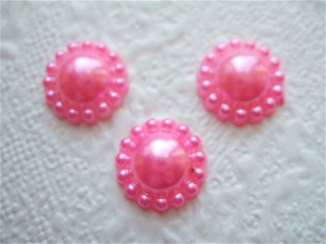 Ronde parelmoer flatback ~ 12 mm ~ Roze - 0