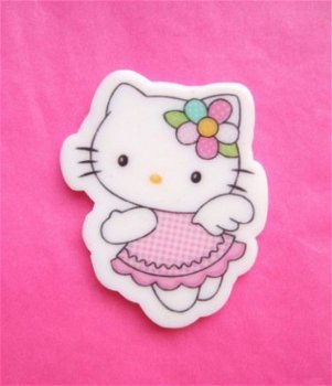 Grote vlakke Hello Kitty flatback ~ 4,5 cm ~ Roze - 0